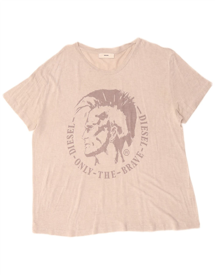 Tricou cu grafic pentru femei Diesel UK 18 XL Bej Clasic