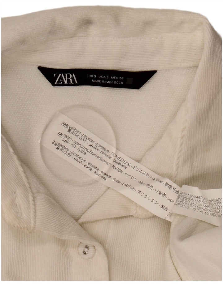 Cămașă oversize din velur pentru femei Zara UK 10 Poliester alb mic