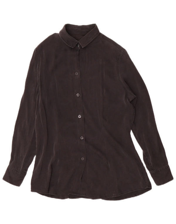 Bluză cămașă vintage pentru femei UK 12 Medium Black