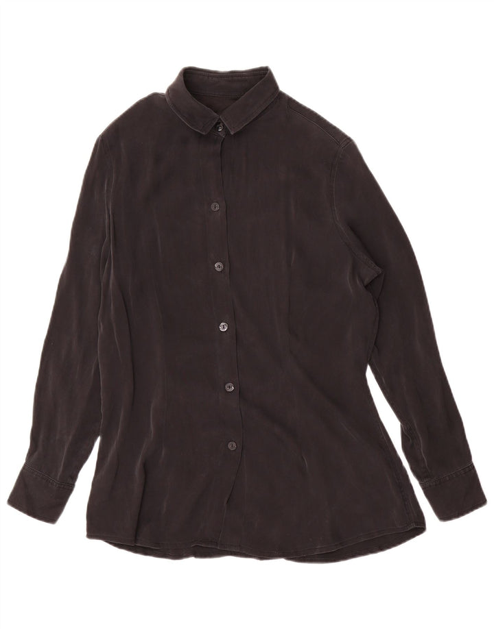 Bluză cămașă vintage pentru femei UK 12 Medium Black