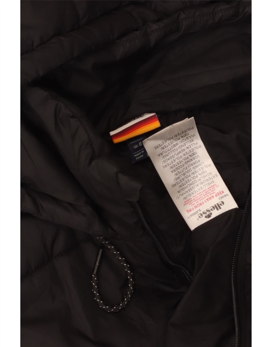 Jachetă căptușită cu glugă supradimensionată pentru femei Ellesse UK 6 XS Poliester negru