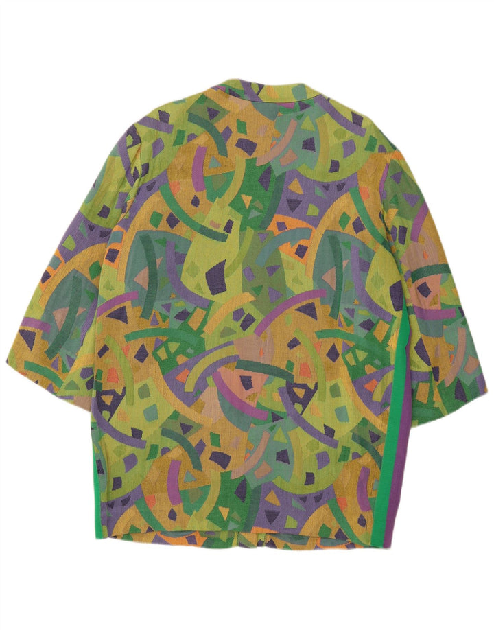 Pardesiu supradimensionat pentru femei Ferre cu mâneci 3/4 IT 46 mare verde geometric
