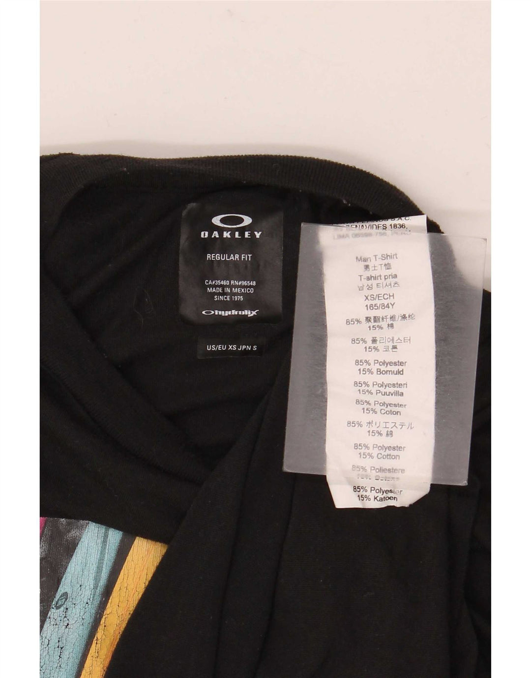 Tricou grafic Oakley pentru bărbați, cu croială normală, Top XS, poliester negru