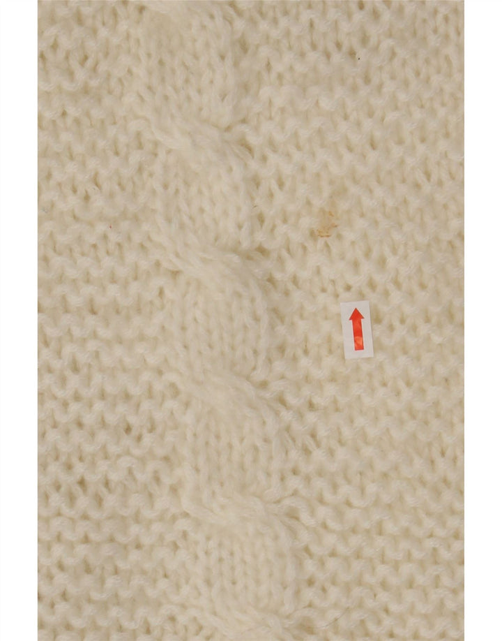 VINTAGE Womens V-Neck Jumper Sweater UK 14 Medium Off White Vintage Vintage and Second-Hand Vintage from Messina Hembry 