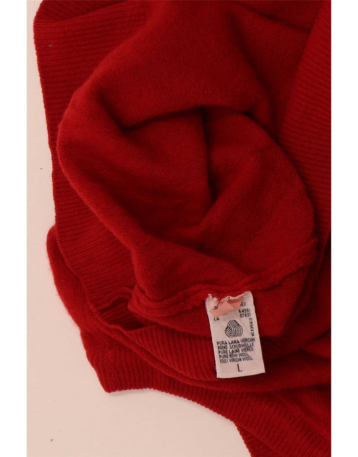 Pulover cardigan fără mâneci pentru bărbați Benetton, lână roșie mare
