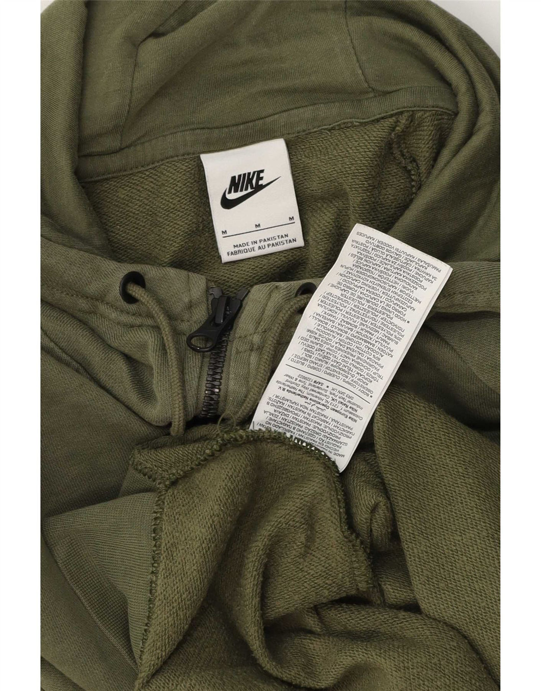 Pulover Nike pentru bărbați, cu fermoar, bumbac verde mediu