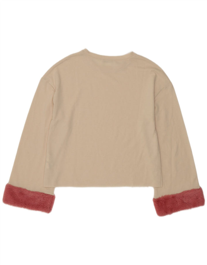 Top supradimensionat pentru femei Zara cu mânecă lungă UK 10 mic bej colorblock