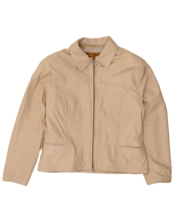 Jachetă de piele vintage pentru femei UK 18 XL din piele bej