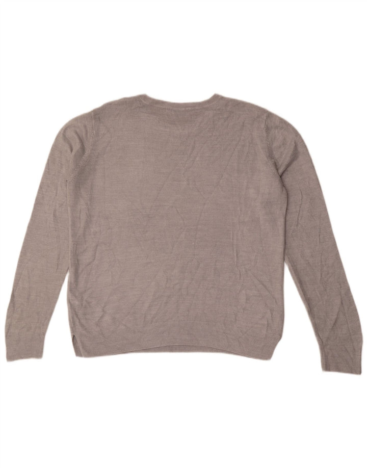 Pulover pentru femei Marks & Spencer cu decolteu triplu UK 14 mare, gri acrilic