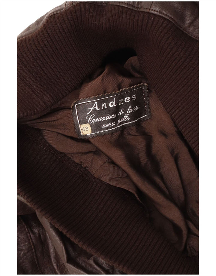 Jachetă Bomber din piele vintage pentru femei IT 48 XL din piele maro