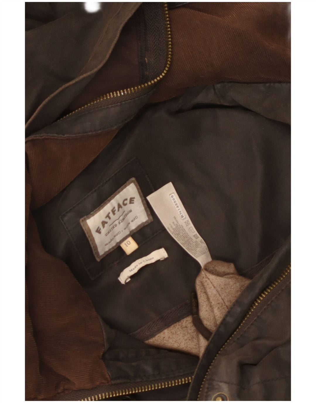 Jachetă ceară cu glugă militară pentru femei Fat Face UK 10 Maro mic