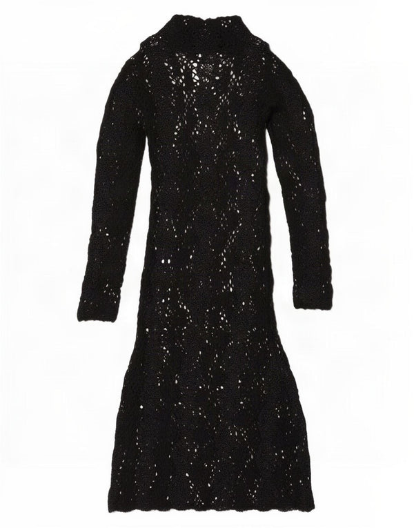 Pulover din croșetat Zara pentru femei UK 12 Medium Black Viscose