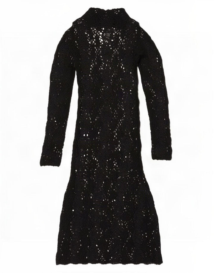 Pulover din croșetat Zara pentru femei UK 12 Medium Black Viscose