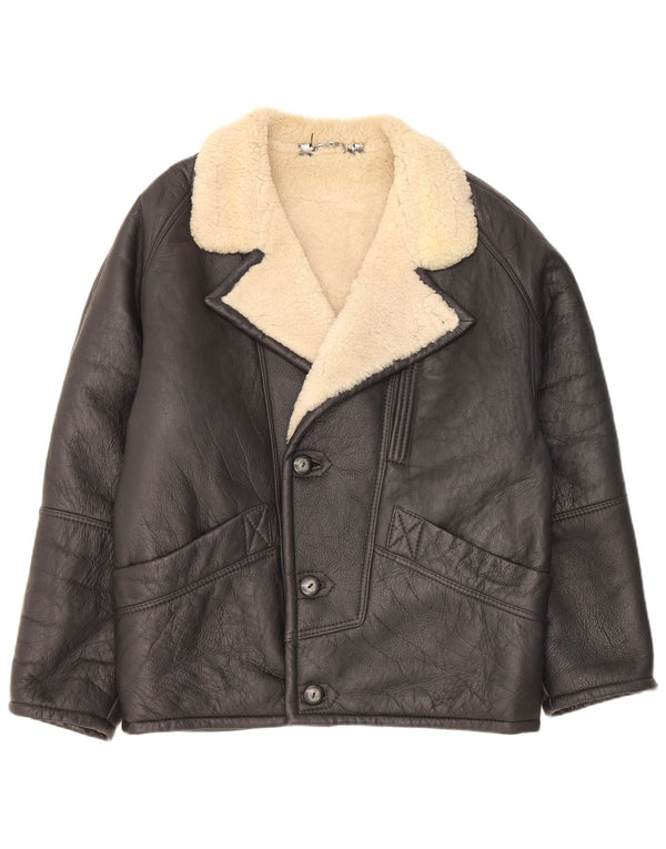 Jachetă din shearling pentru bărbați Pierre Cardin IT 48 Medium Black Leather