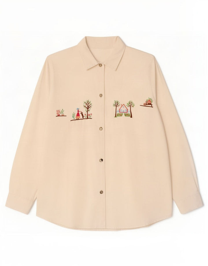 Cămașă cu grafică vintage pentru femei UK 14 Medium Off White
