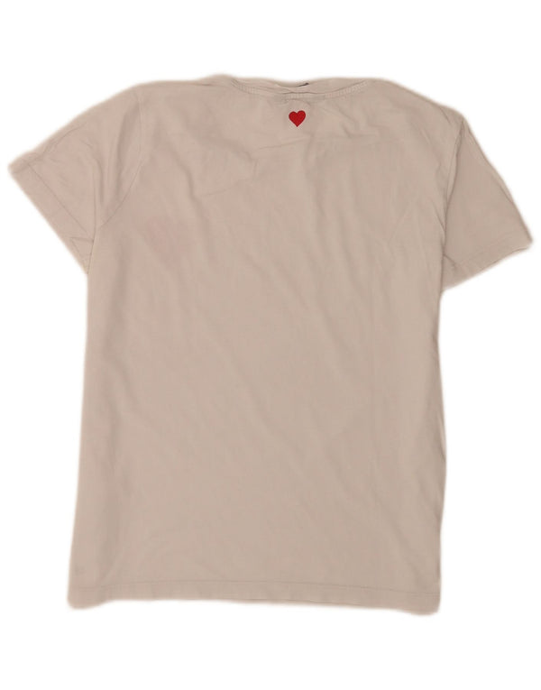 Tricou grafic Tommy Hilfiger pentru femei Top UK 8 Small Bumbac alb