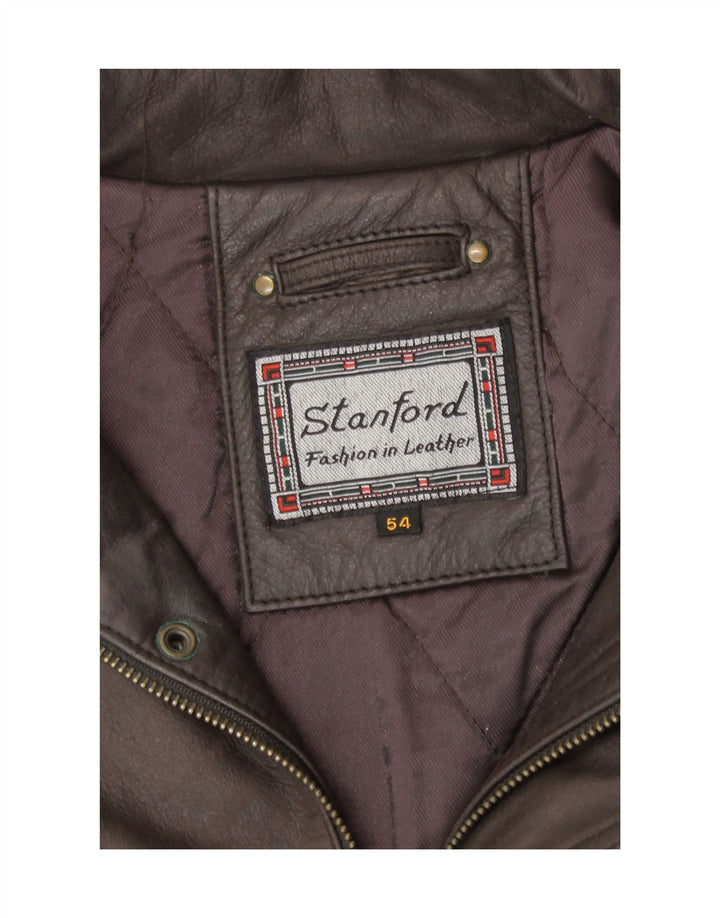 Jachetă din piele pentru bărbați Stanford EU 54 2XL din piele maro
