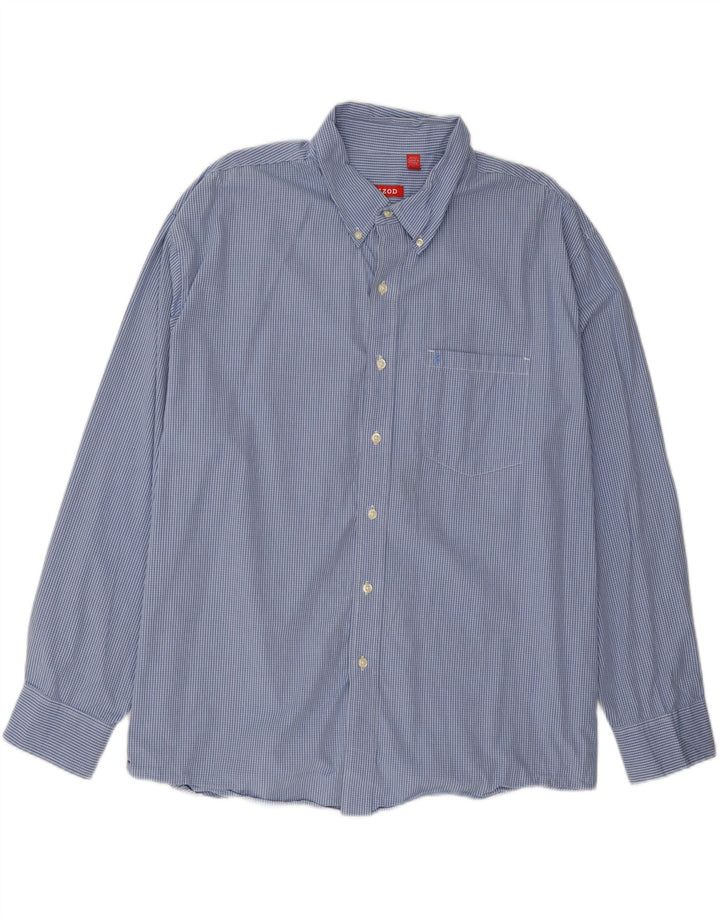 IZOD Mens Big & Tall Shirt 2XL Blue Check Cotton
