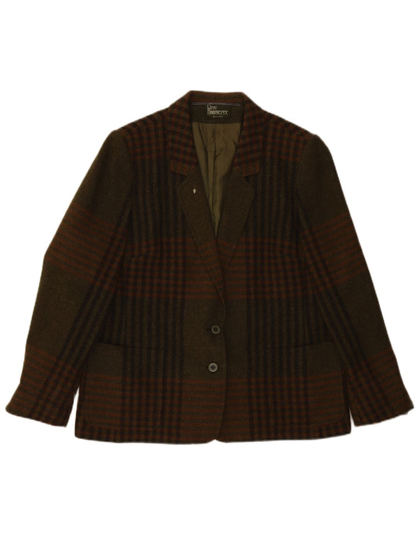 Jachetă Blazer Femei Resi Hammerer, cu 2 nasturi, IT 44 Medium Kaki Check Lână