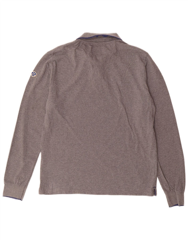 Tricou polo cu mânecă lungă North Sails pentru bărbați, bumbac gri mare