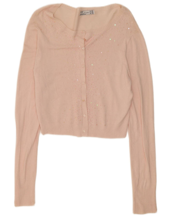 Top cardigan pentru femei Zara UK 12, raion roz mediu