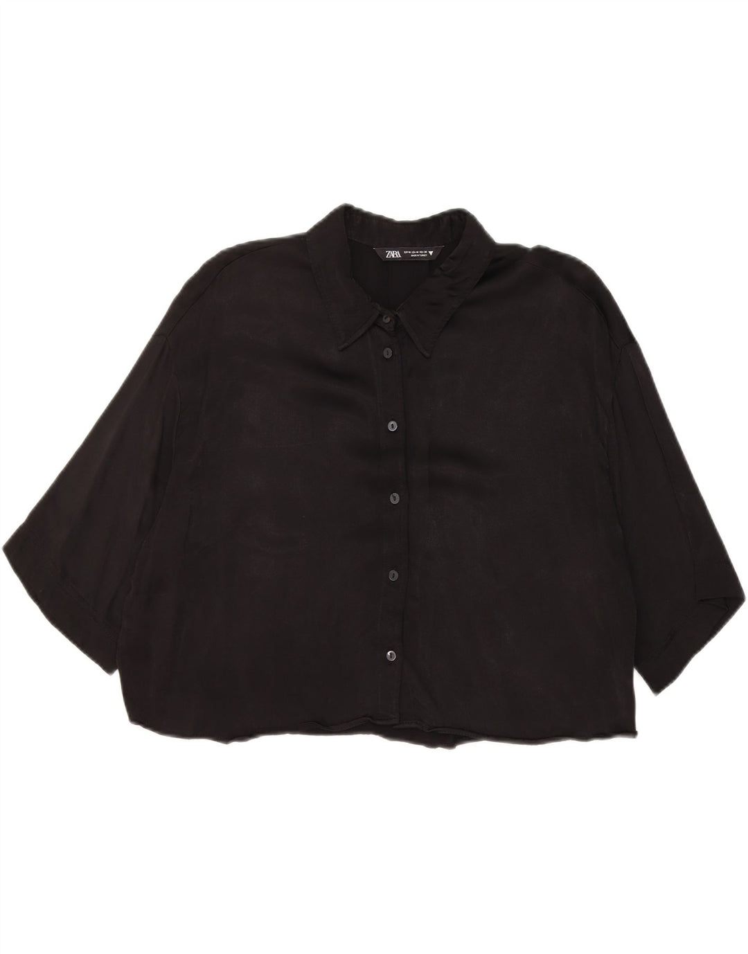 Bluză cămașă cu mâneci 3/4 supradimensionate pentru femei Zara UK 14 Medium Negru