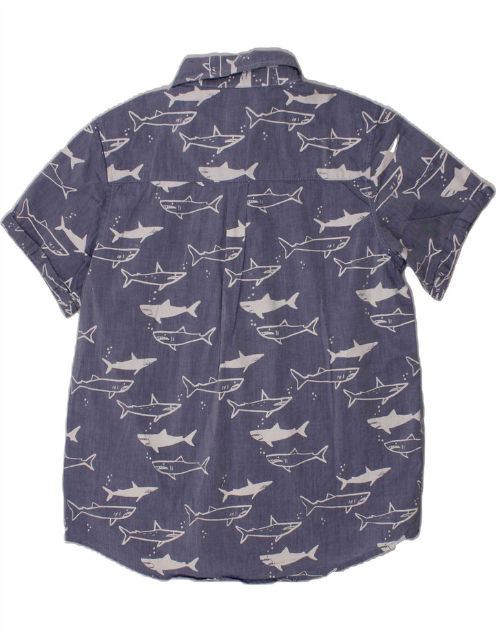 VINTAGE Boys Abstract Pattern Short Sleeve Shirt 11-12 Years Blue Vintage Vintage and Second-Hand Vintage from Messina Hembry 