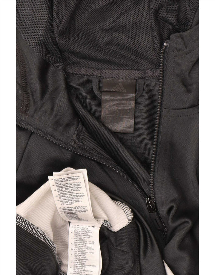 Pulover cu capota cu fermoar Adidas pentru bărbați, mic, gri, poliester color bloc