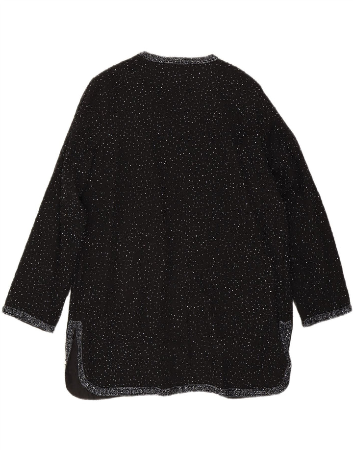 VINTAGE Womens Open Blazer Jacket UK 18 XL Black Polyester Vintage Vintage and Second-Hand Vintage from Messina Hembry 