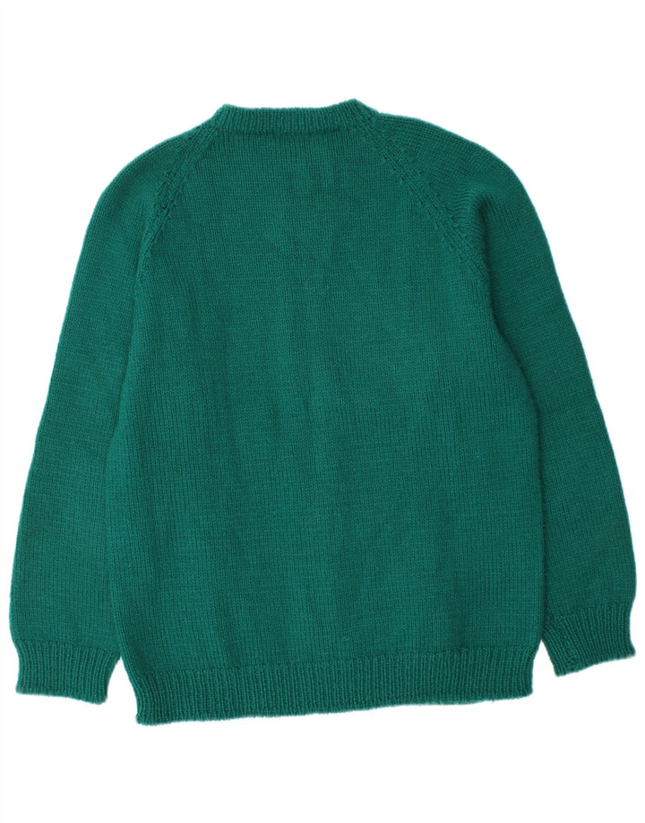 Pulover vintage pentru bărbați cu gâtul turnat verde mediu