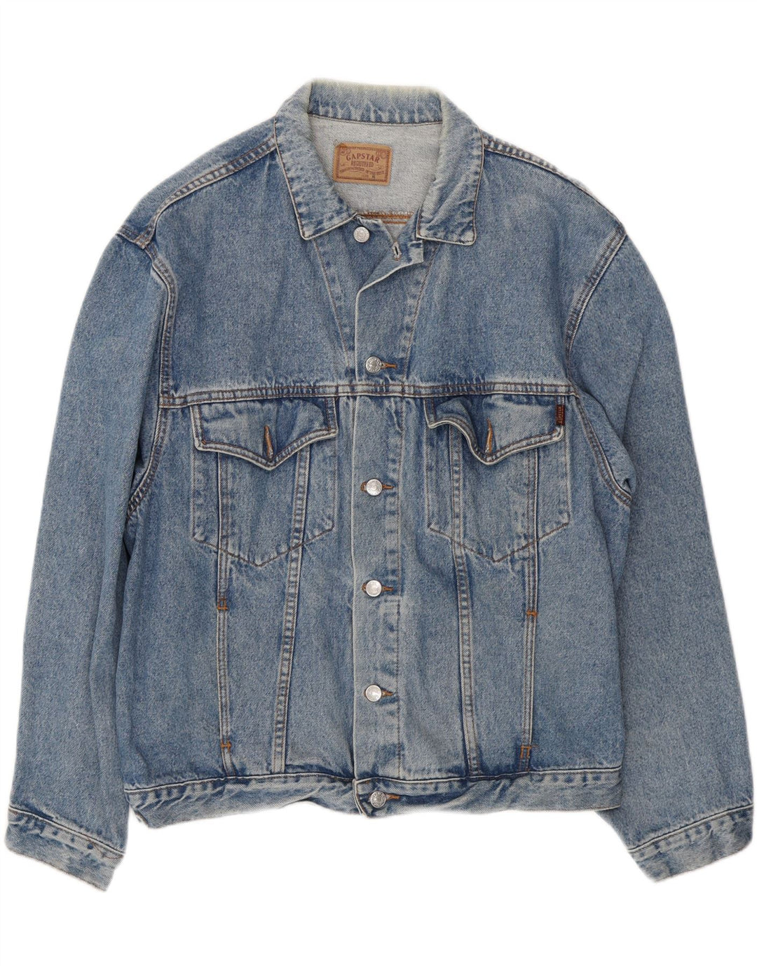 VINTAGE Mens Denim Jacket UK 42 XL Blue Cotton