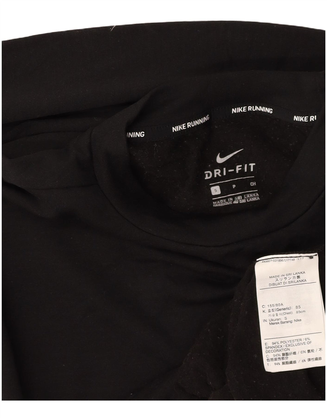 Top supradimensionat pentru alergare NIKE pentru femei, cu mânecă lungă, UK 10, poliester negru mic