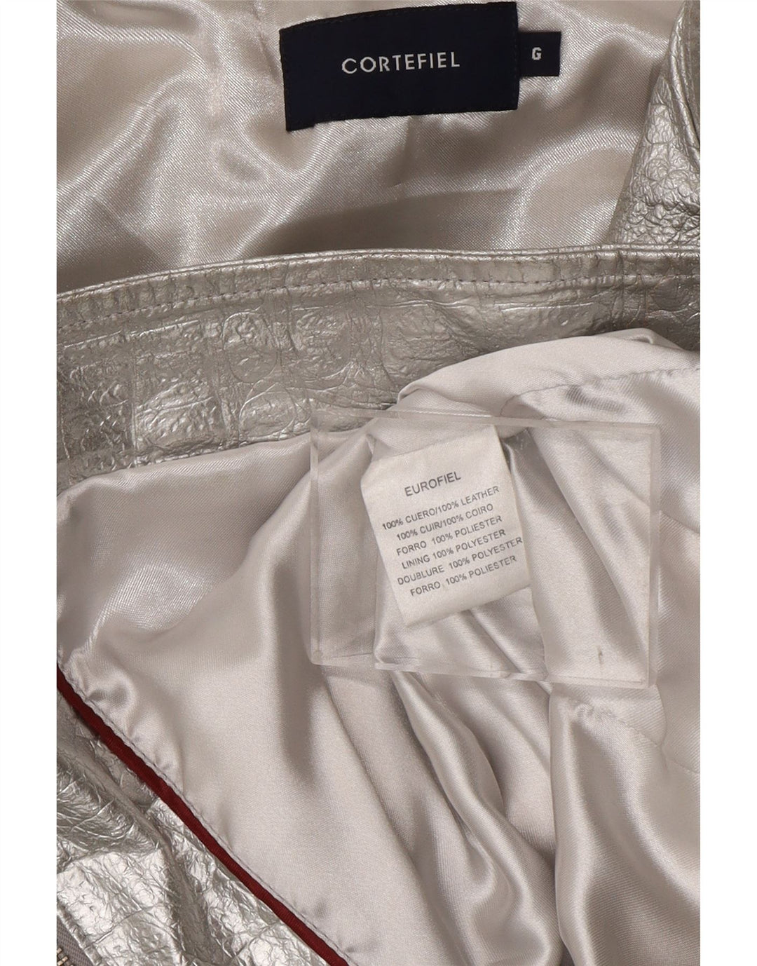 Jachetă de piele pentru femei CORTEFIEL UK 12 Medium Silver Silver