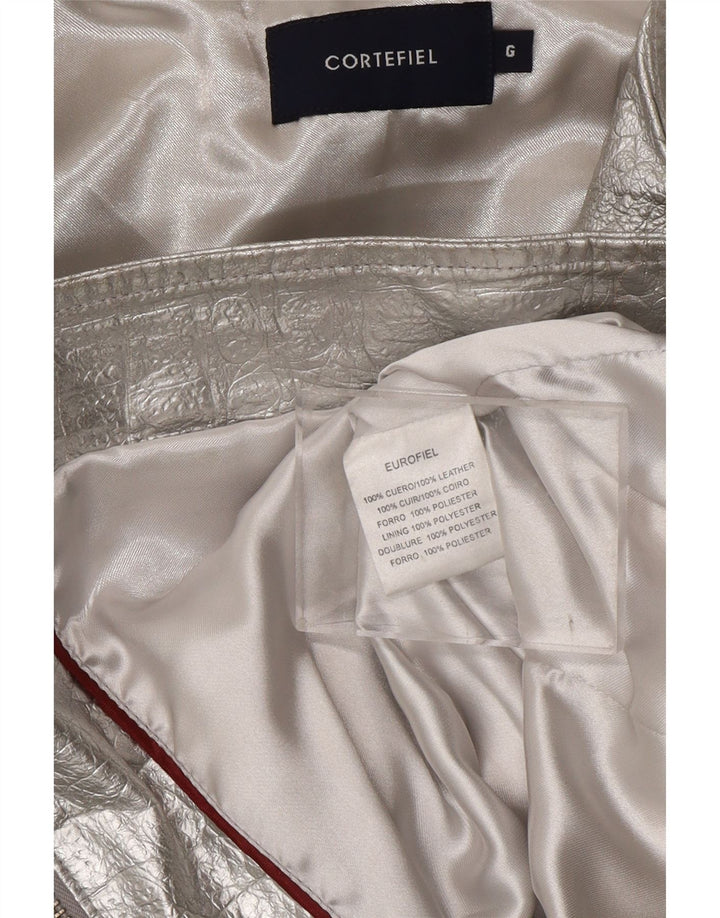 Jachetă de piele pentru femei CORTEFIEL UK 12 Medium Silver Silver
