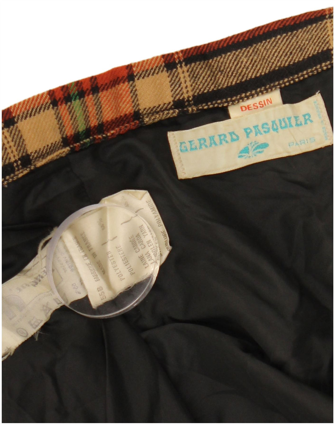 GERARD PASQUIER Fustă A-Line pentru femei W24 XS Poliester cu check negru