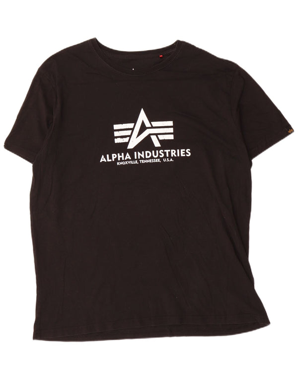 Alpha Industries Mens Graphic T-Shirt Top 3XL Black Cotton