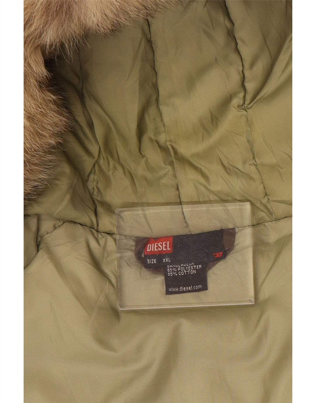 DIESEL Palton căptușit cu glugă pentru bărbați UK 44 2XL Maro Poliester