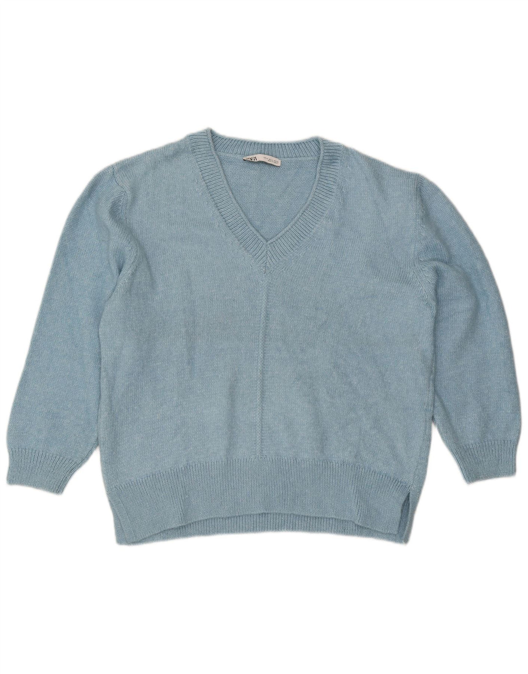 Pulover supradimensionat cu decolteu în V Zara pentru femei UK 18 XL Albastru