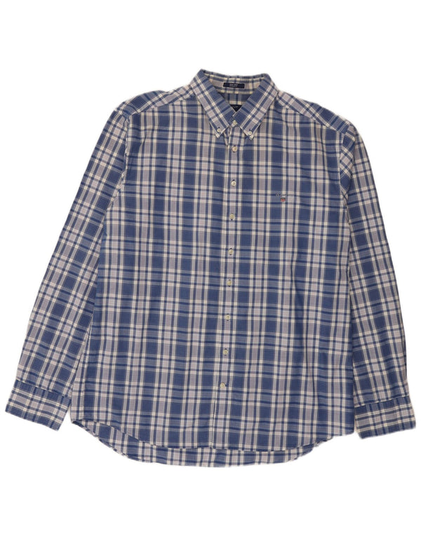 Cămașă pentru bărbați Gant Mărimea 45/46 18 2XL Bumbac cu check albastru