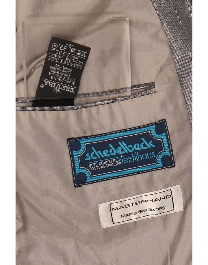 MASTERHAND Womens 1 Button Blazer Jacket UK 14 Medium Grey Polyester Vintage MASTERHAND and Second-Hand MASTERHAND from Messina Hembry 