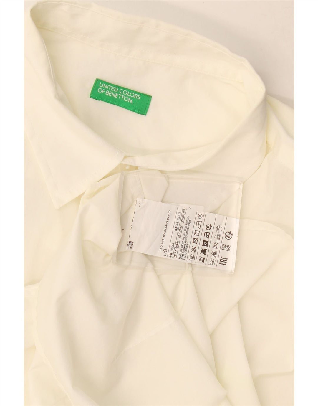 Cămașă cu mânecă scurtă Benetton pentru bărbați, bumbac alb mare