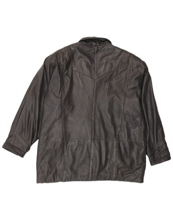 Jachetă de piele Vintage pentru femei EU 48 2XL Negru