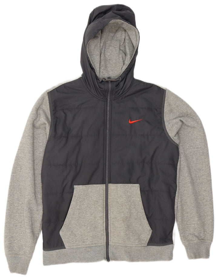 Pulover Nike pentru bărbați, cu fermoar, din bumbac color bloc, gri mediu