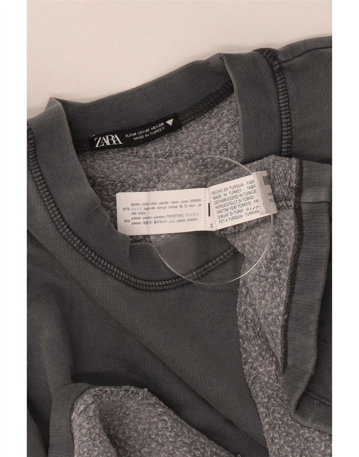 Pulover Oversized Crop pentru Damă Zara UK 14 Bumbac Gri Mediu
