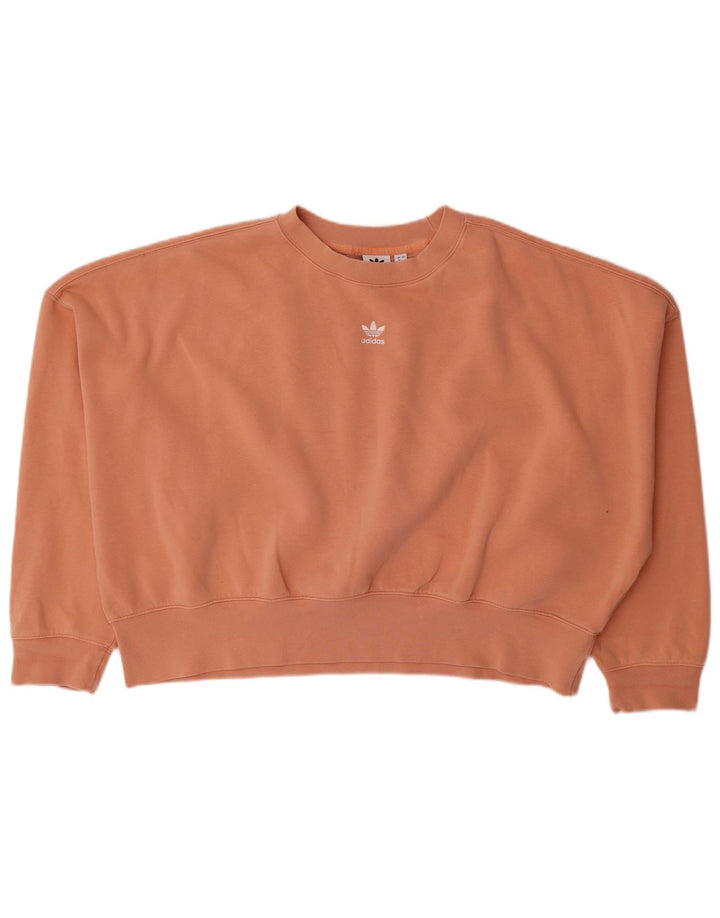 Pulover adidas supradimensionat pentru femei UK 16 mare bumbac portocaliu