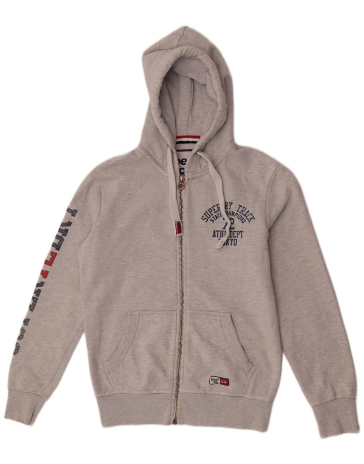 Pulover Superdry pentru bărbați, cu fermoar, bumbac, gri mediu