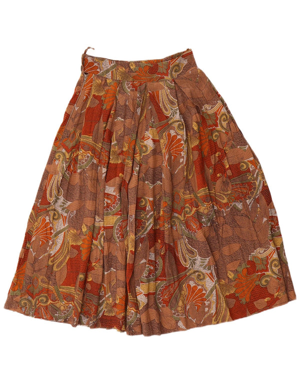 Fusta evazată plisată pentru femei Vintage W24 XS Maro Floral