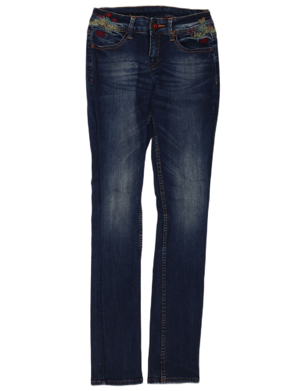 Blugi skinny pentru femei Desigual W26 L32 Bumbac Floral Albastru