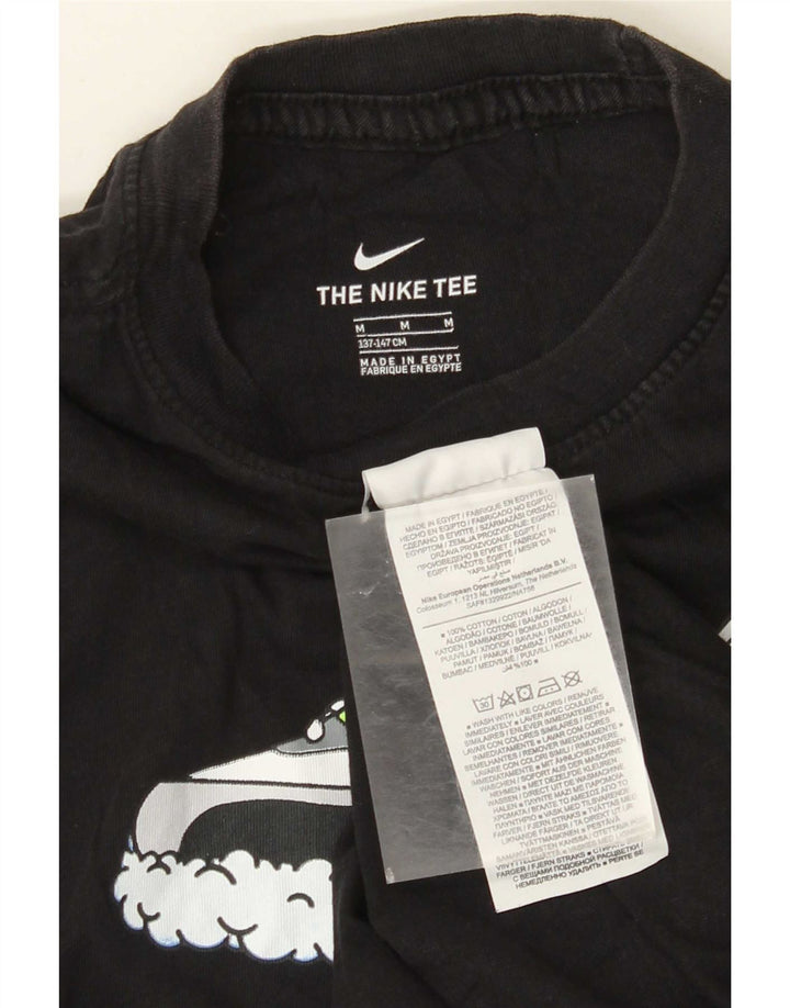 Tricou grafic Nike pentru băieți Top 10-11 ani bumbac negru mediu
