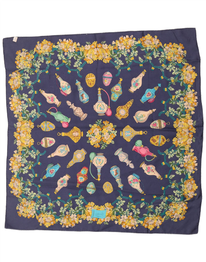 Eșarfă pătrată cu grafică Gucci pentru femei, mărime unică, albastru marin, mătase florală, clasică